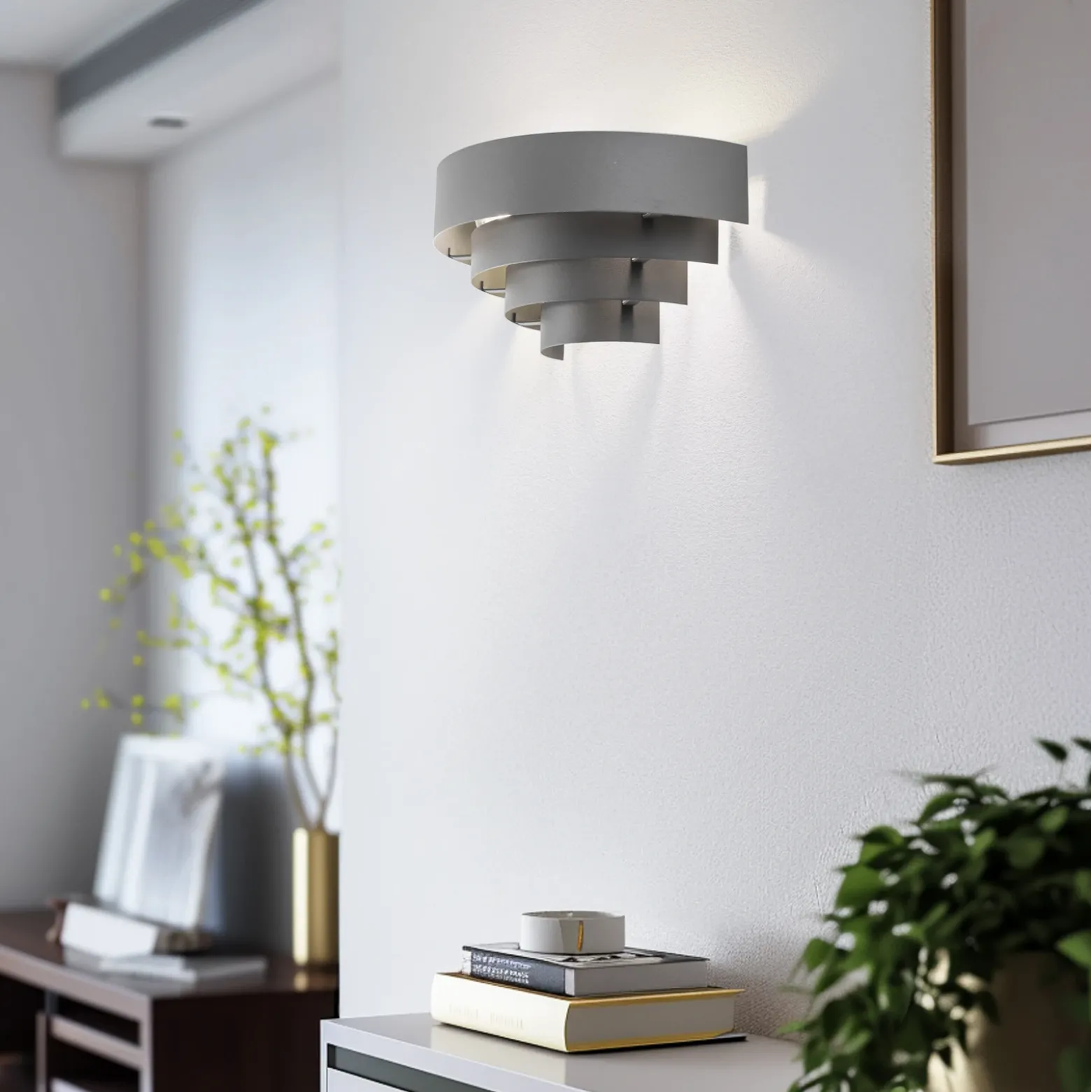 Aplique de pared Levin con pantalla de acero, gris