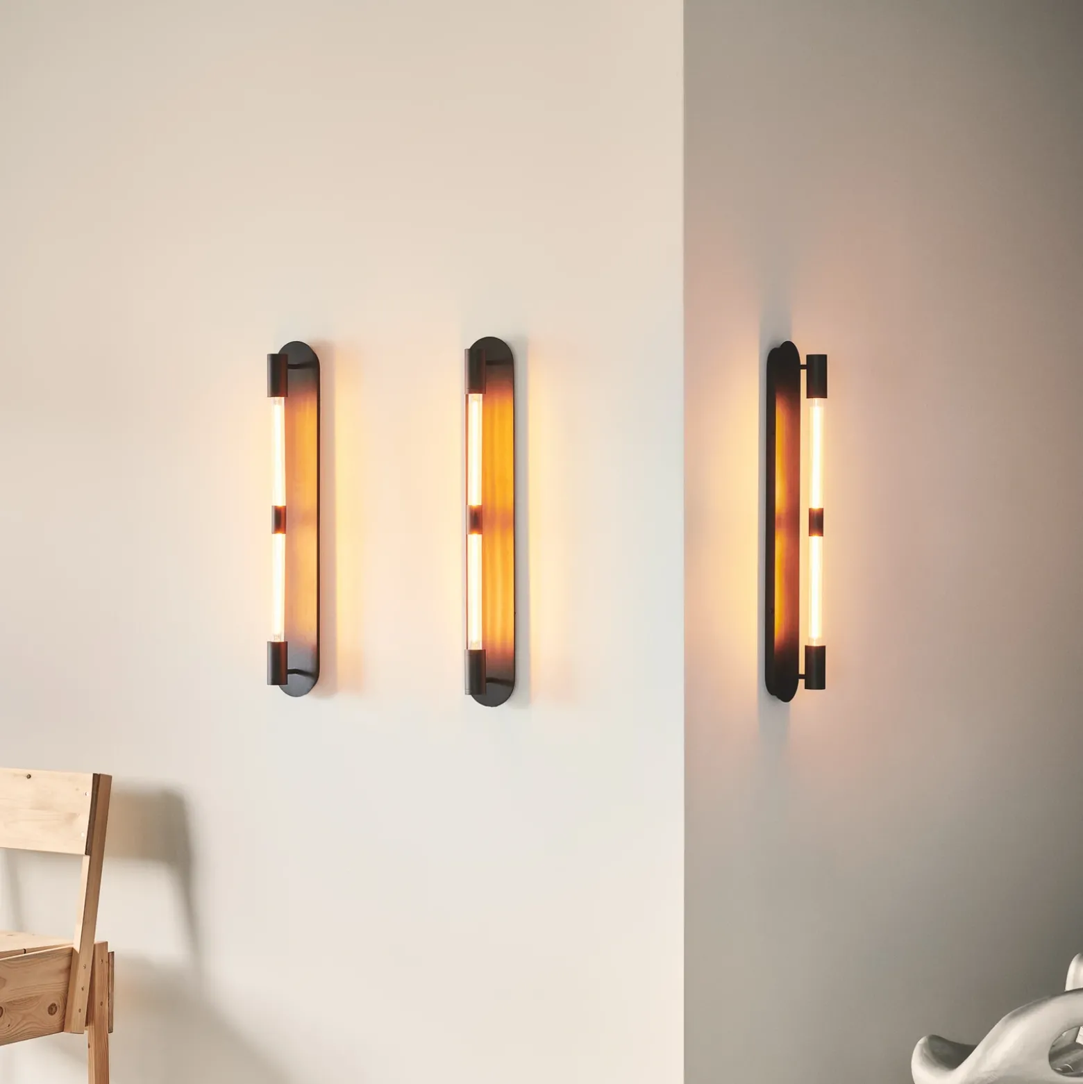 Aplique de pared Liberty Double, negro, 2 luces, altura 83 cm