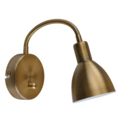 Aplique de pared Lindby Amrei, latón envejecido, 42 cm, enchufable, atenuable
