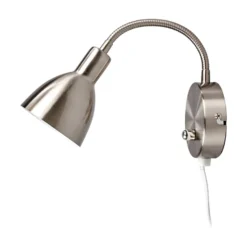 Aplique de pared Lindby Amrei, color níquel, 42cm, enchufe, atenuable