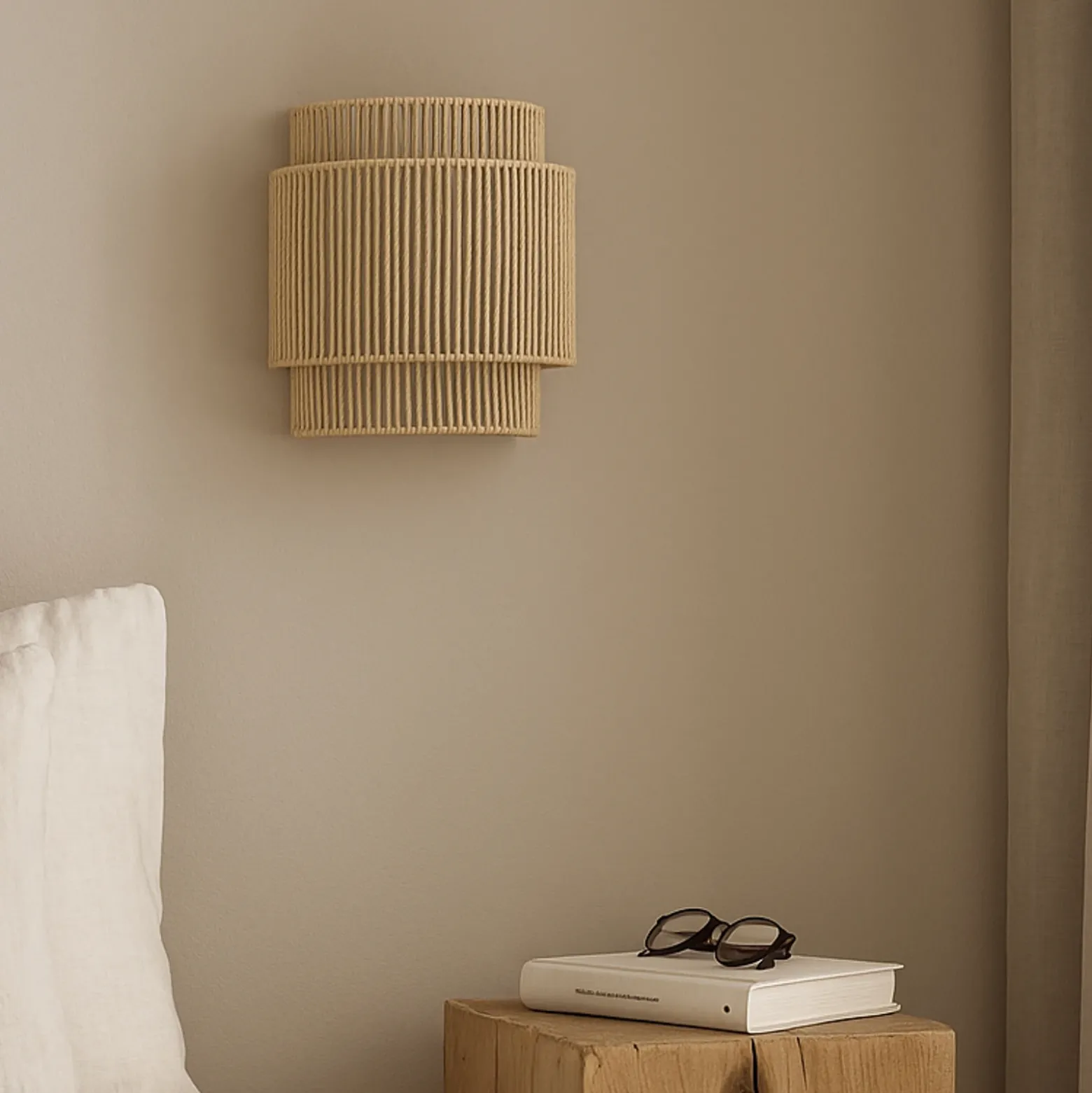 Aplique de pared Lindby Anuva, color natural, papel, altura 25 cm