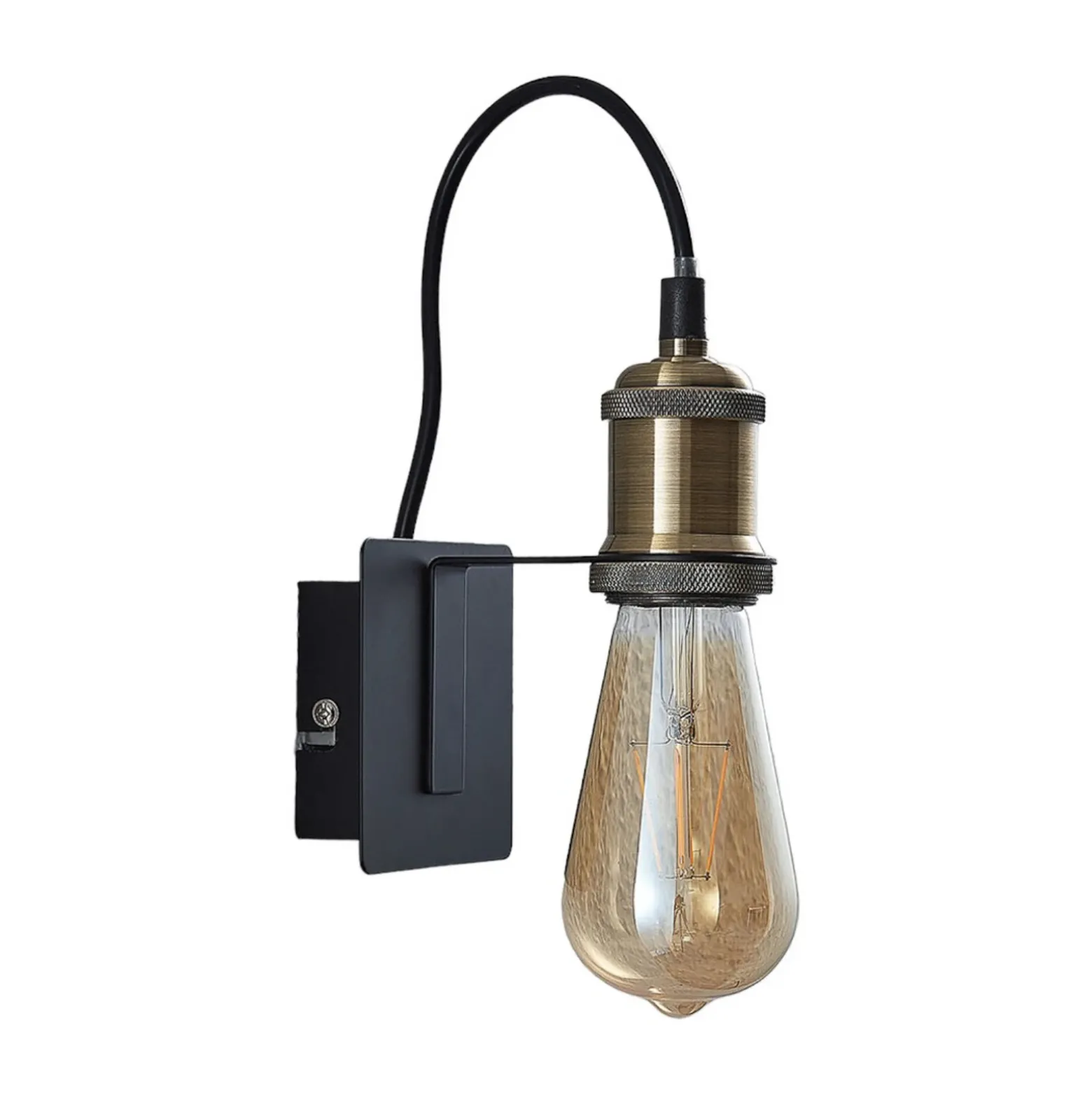 Aplique de pared Lindby Aurella, altura 16 cm, latón envejecido, metal