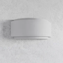 Aplique de pared Lindby Cassian, escayola, 32 cm, blanco, semicircular