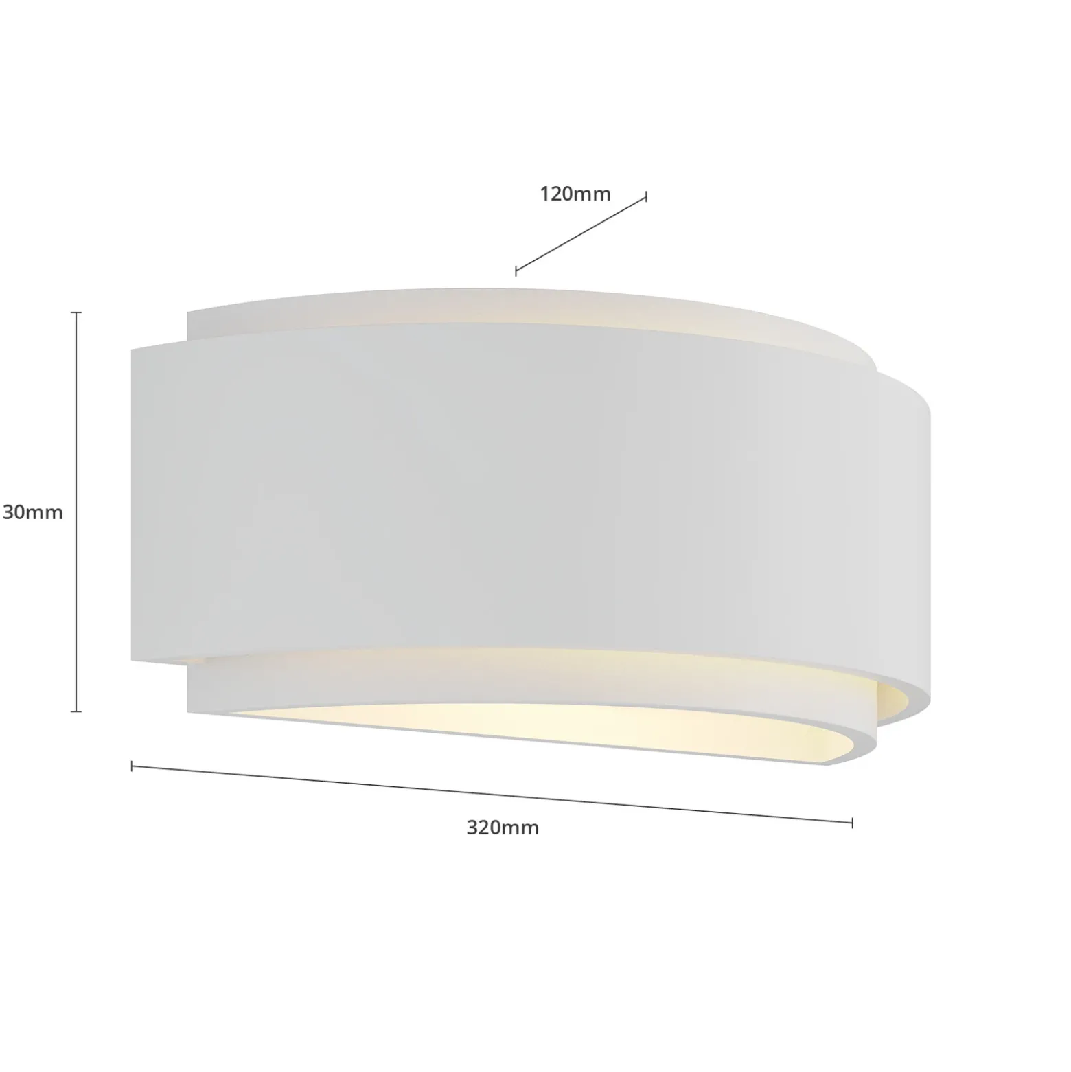 Aplique de pared Lindby Cassian, escayola, 32 cm, blanco, semicircular