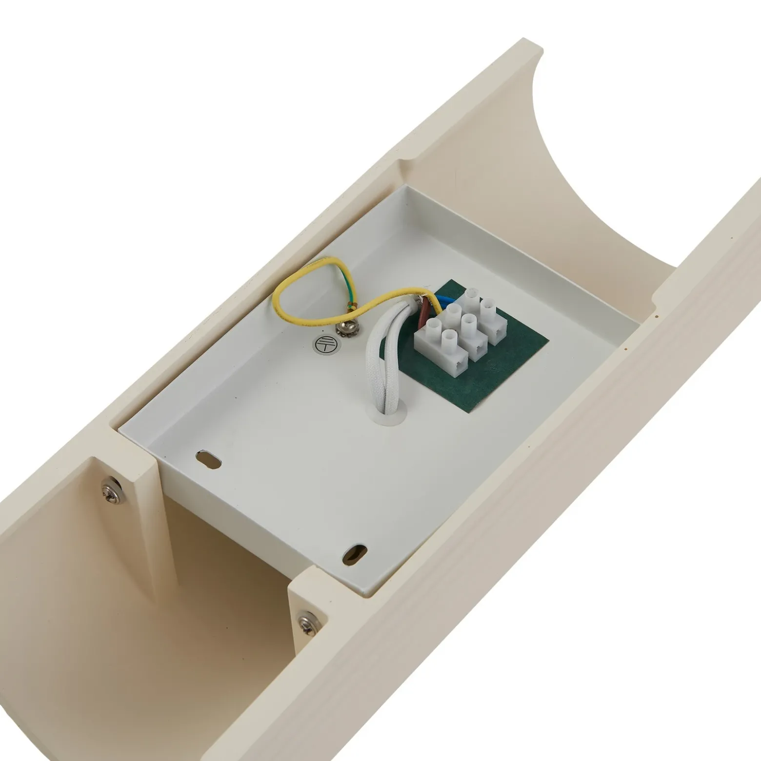 Aplique de pared Lindby Colja, redondo, altura 30,5 cm, yeso, beige