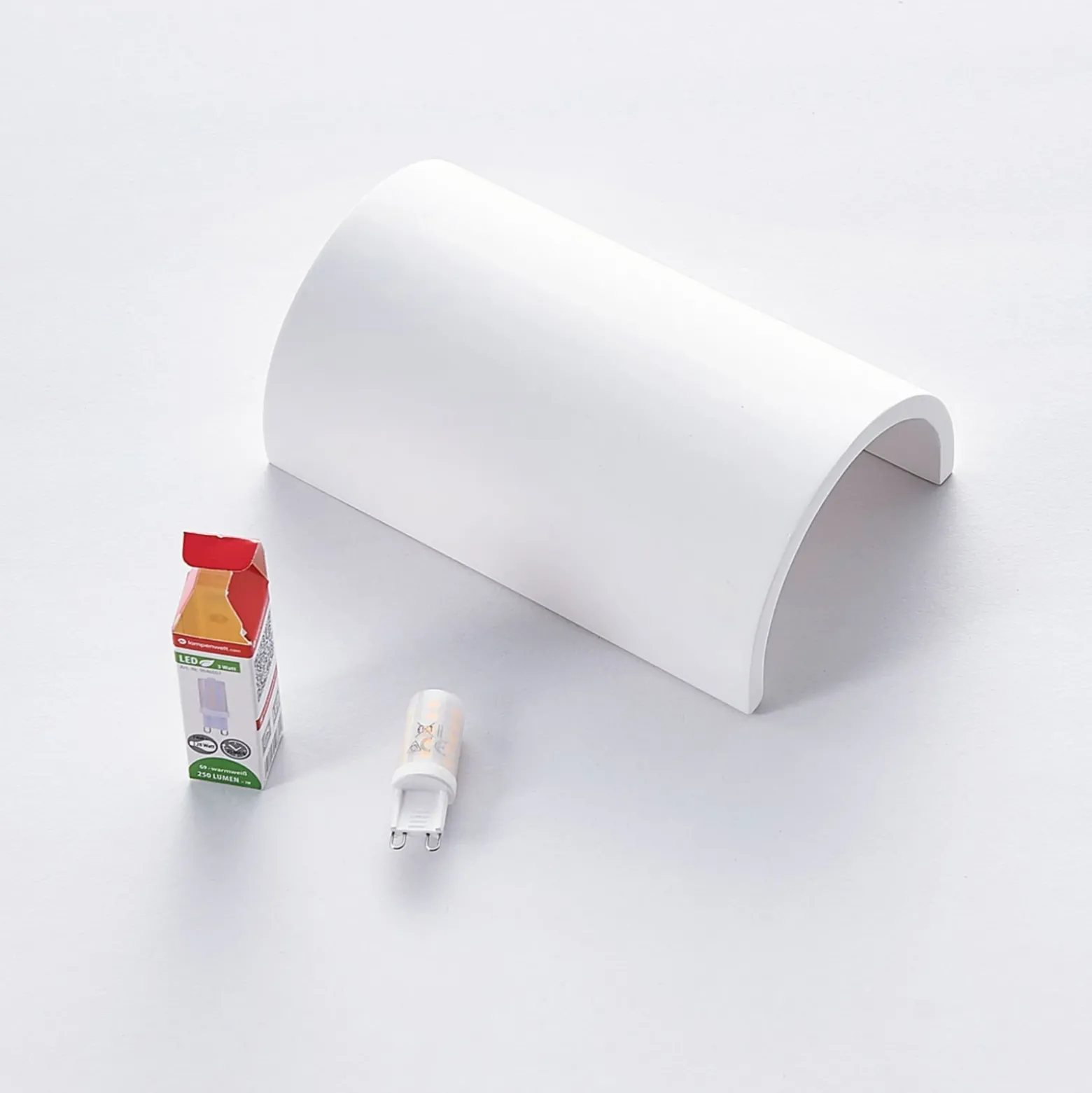 Aplique de pared Lindby Colja, redondo, altura 16 cm, escayola, blanco
