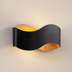 Aplique de pared Lindby Dailin, negro/dorado, 30 cm, metal