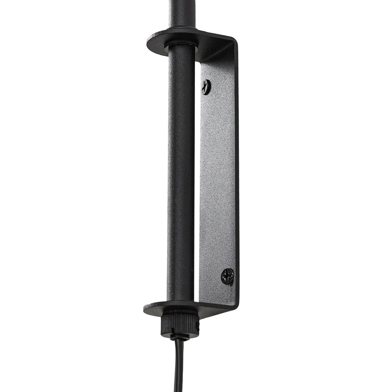 Aplique de pared Lindby Davella, Ø 26 cm, negro, bambú, textil