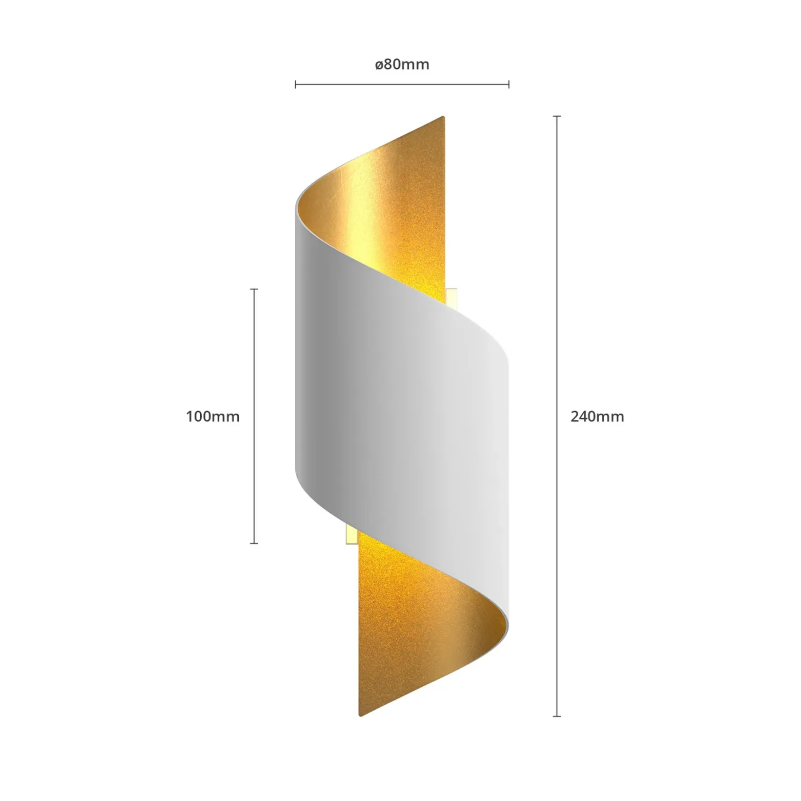 Aplique de pared Lindby Desirio, blanco/oro, 24cm, metal