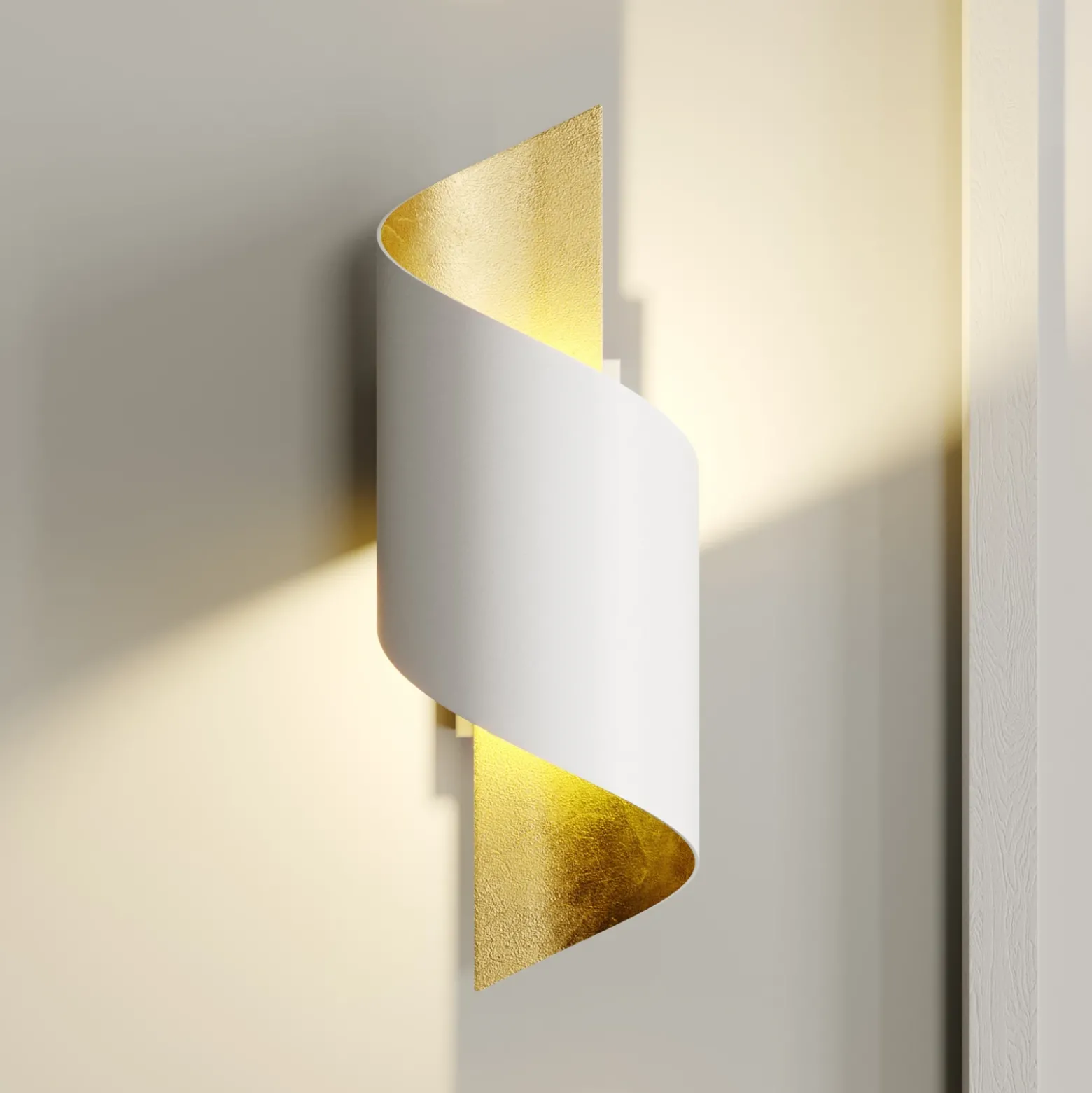 Aplique de pared Lindby Desirio, blanco/oro, 24cm, metal