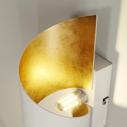 Aplique de pared Lindby Desirio, blanco/oro, 24cm, metal