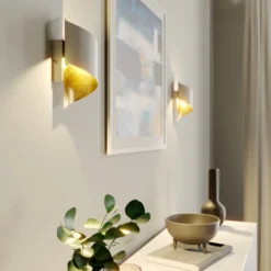 Aplique de pared Lindby Desirio, blanco/oro, 24cm, metal