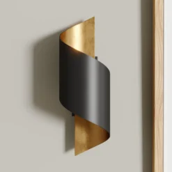 Aplique de pared Lindby Desirio, negro/oro, 24cm, metal