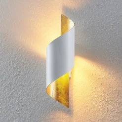 Aplique de pared Lindby Desirio, blanco/oro, 35cm, metal