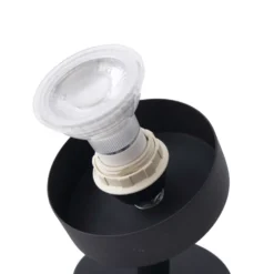 Aplique de pared Lindby Ediz, GU10, negro, madera, Ø 12,7 cm