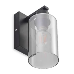 Aplique de pared Lindby Emavi, negro/gris humo, cristal, E27