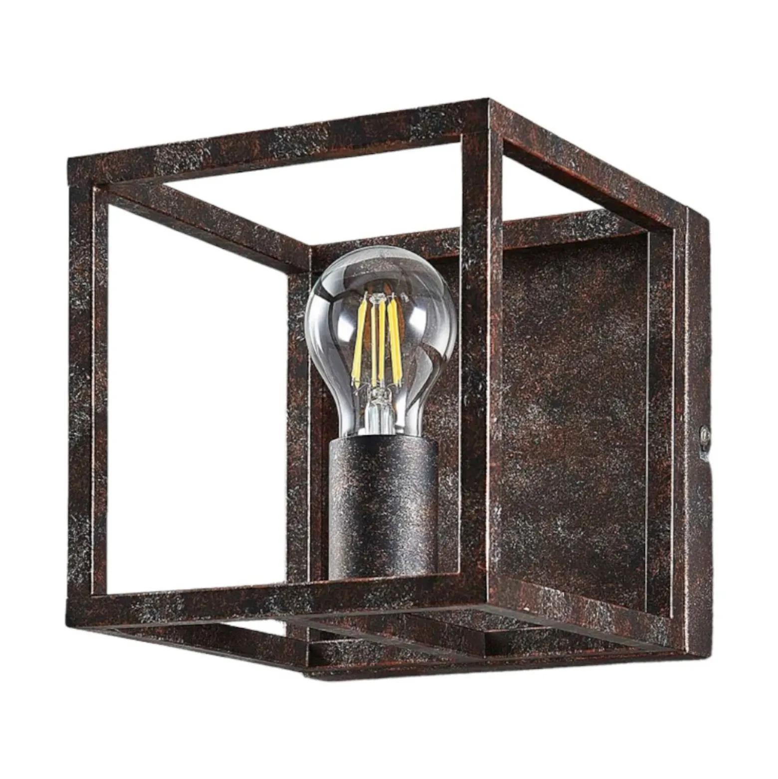 Aplique de pared Lindby Emin, ancho 18 cm, color óxido, metal