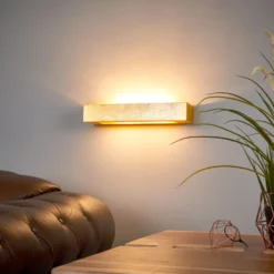 Aplique de pared Lindby Emina, dorado, escayola, 36cm, E14