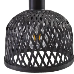 Aplique de pared Lindby Eskil, Ø 18,5 cm, negro, bambú
