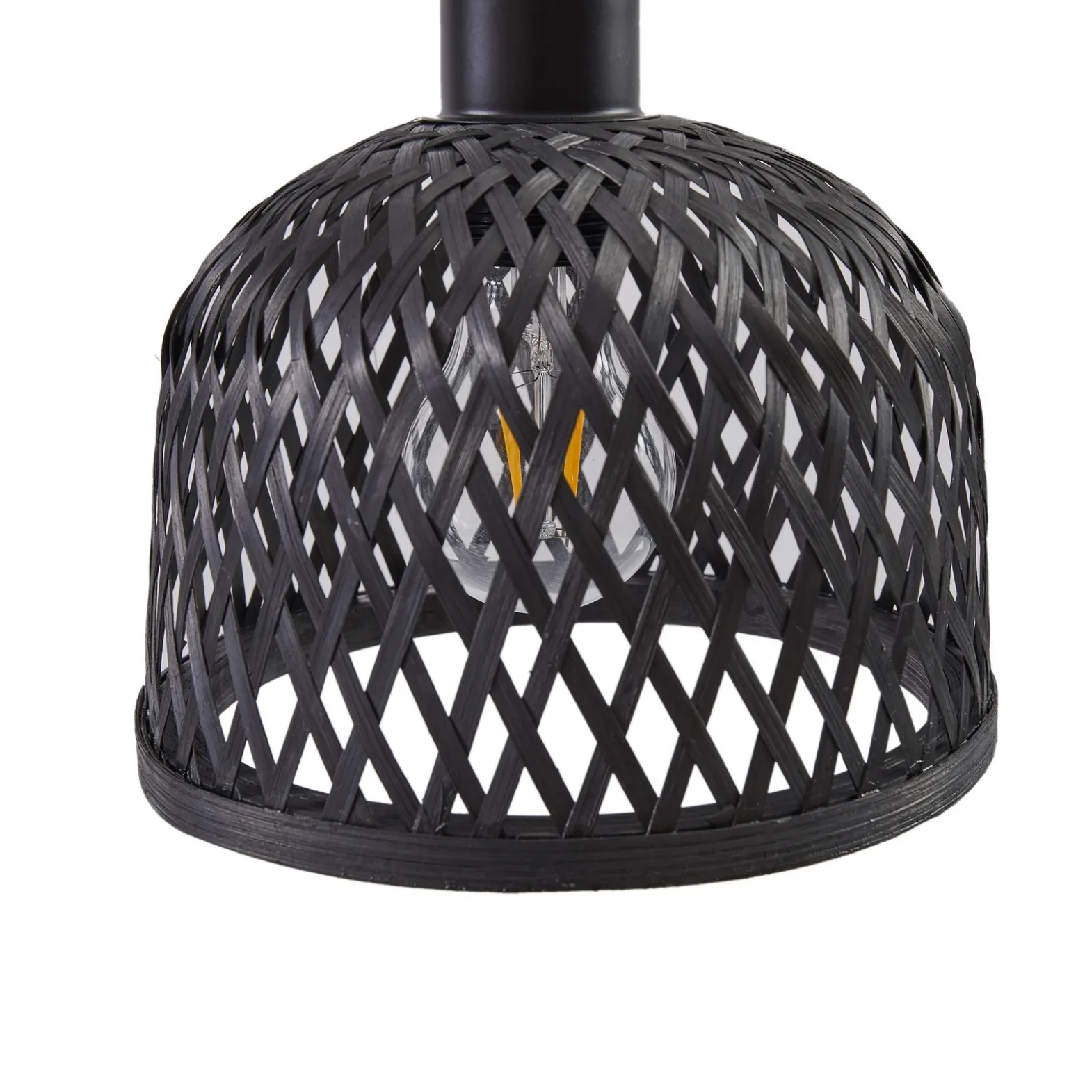 Aplique de pared Lindby Eskil, Ø 18,5 cm, negro, bambú