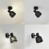 Aplique de pared Lindby Eskil, Ø 10 cm, negro, bambú