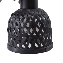 Aplique de pared Lindby Eskil, Ø 10 cm, negro, bambú