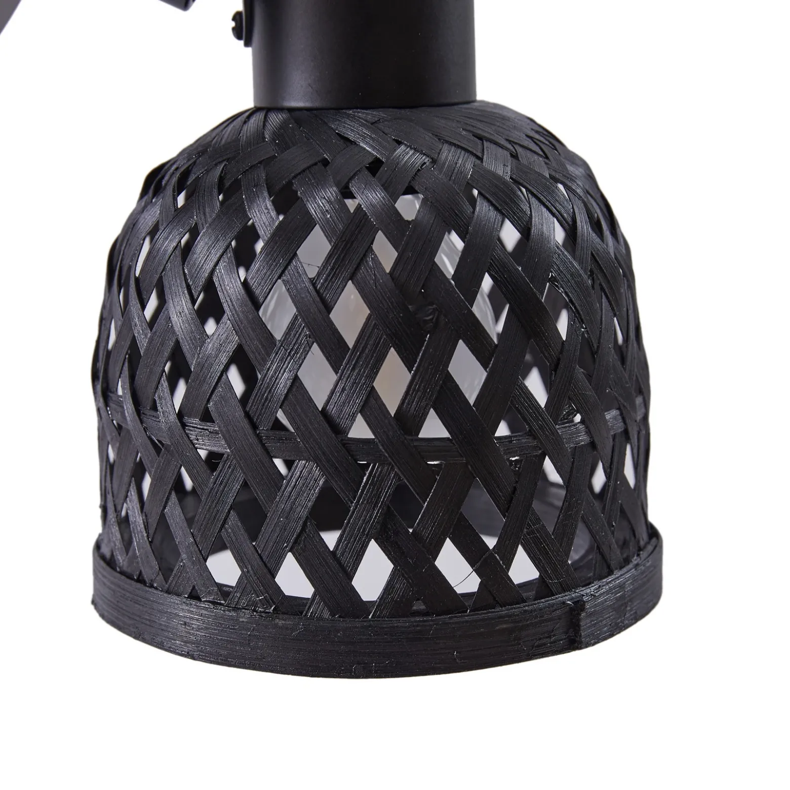 Aplique de pared Lindby Eskil, Ø 10 cm, negro, bambú