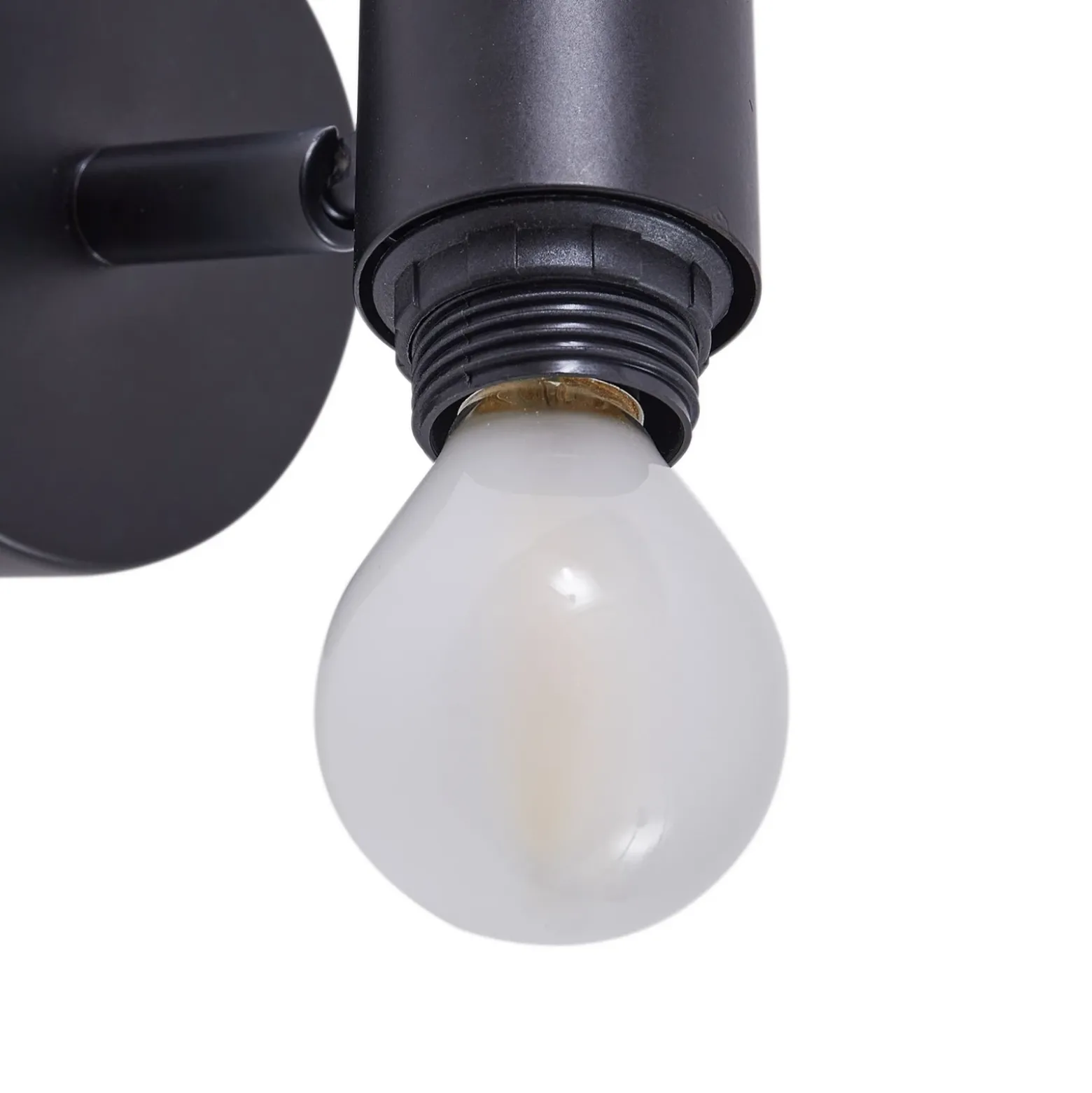 Aplique de pared Lindby Eskil, Ø 10 cm, negro, bambú