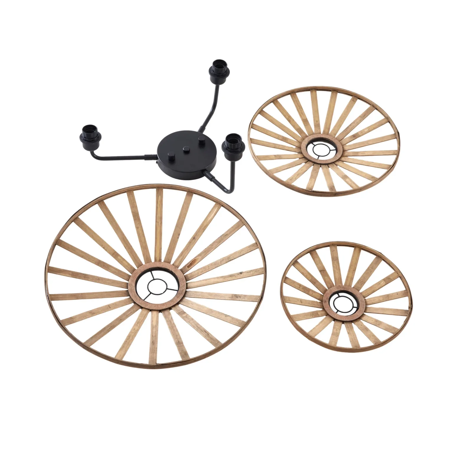 Aplique de pared Lindby Evandor, color natural, bambú, 3 luces, E27