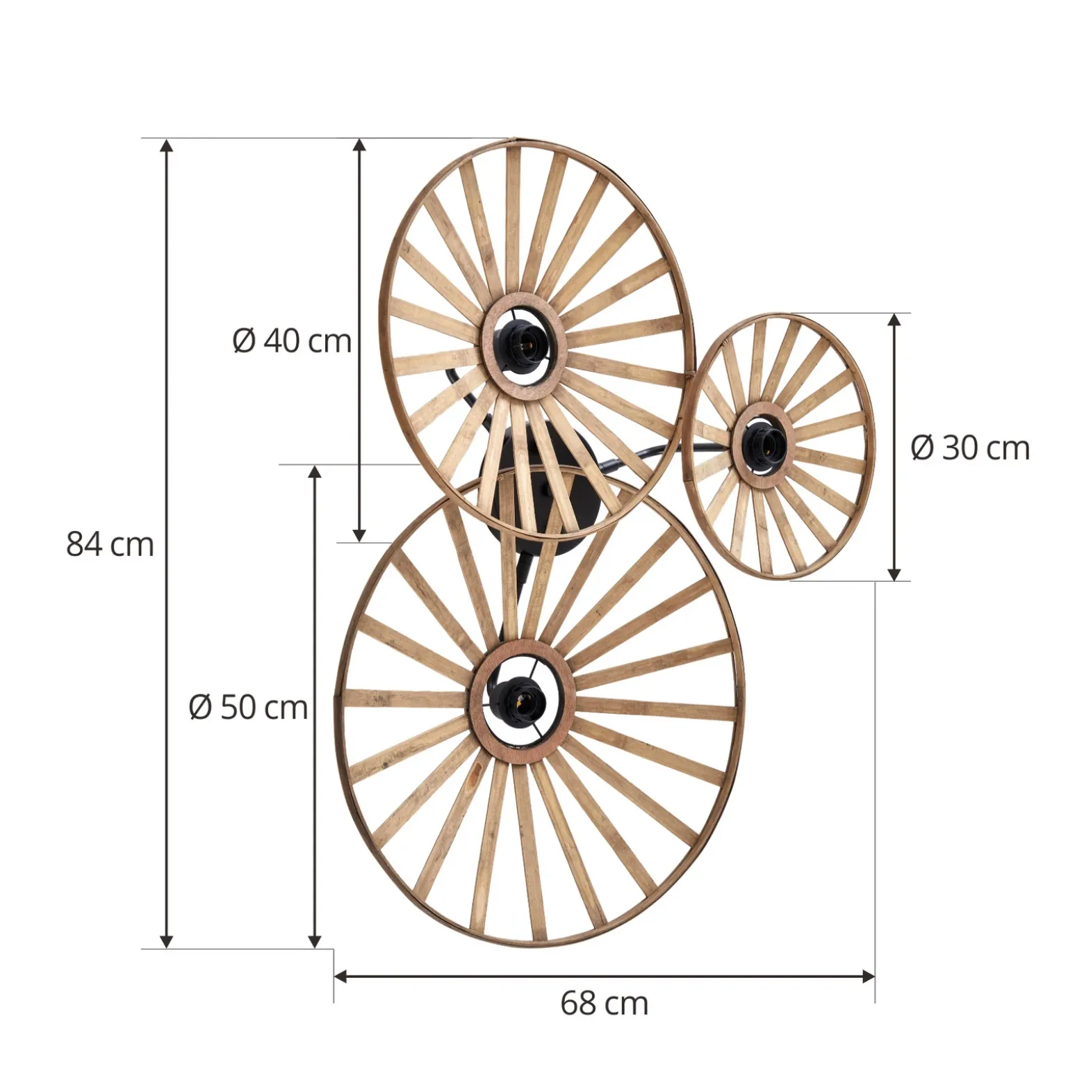 Aplique de pared Lindby Evandor, color natural, bambú, 3 luces, E27