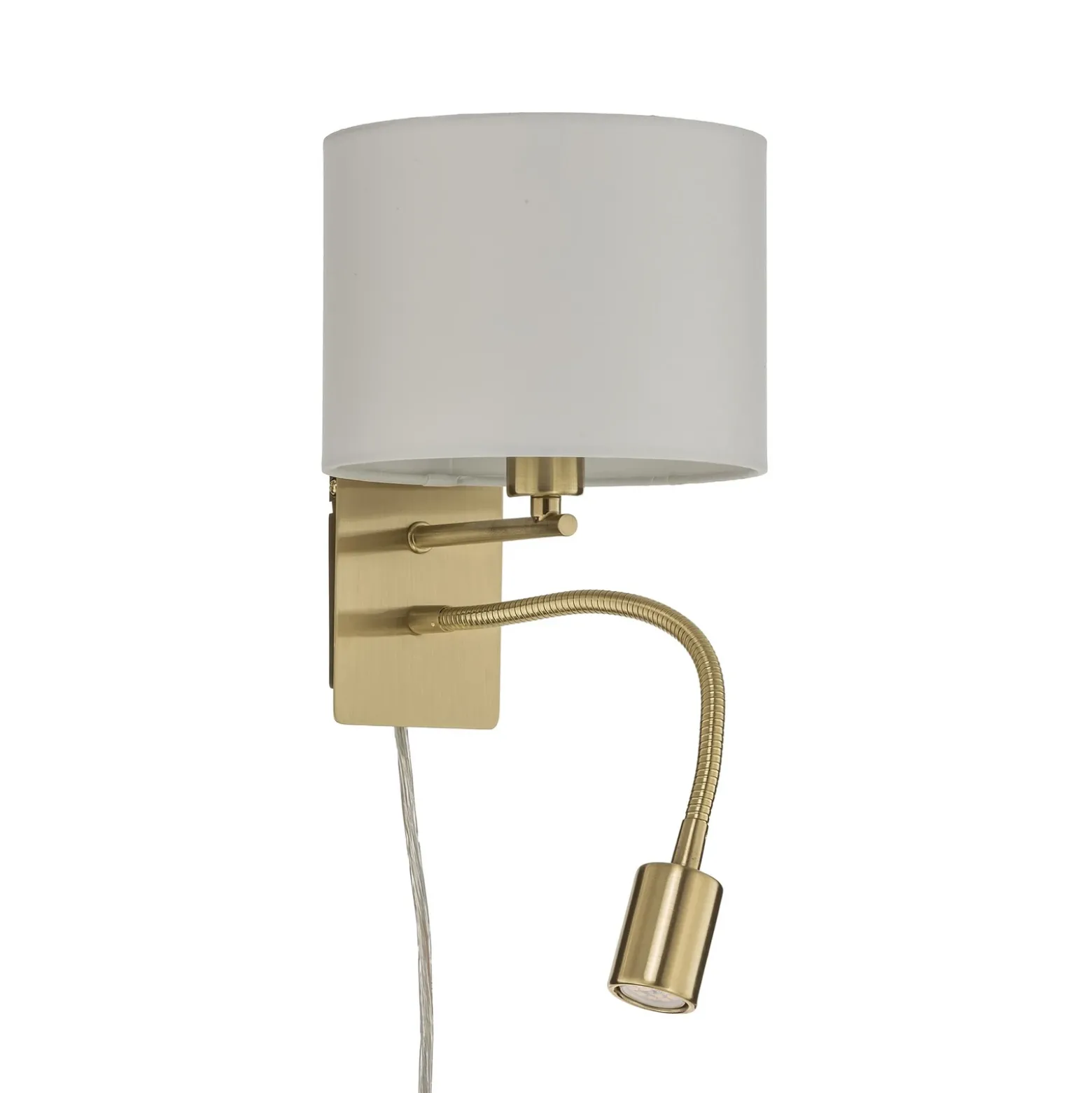 Aplique de pared Lindby Florens, latón, lámpara de lectura LED, 23,5 cm