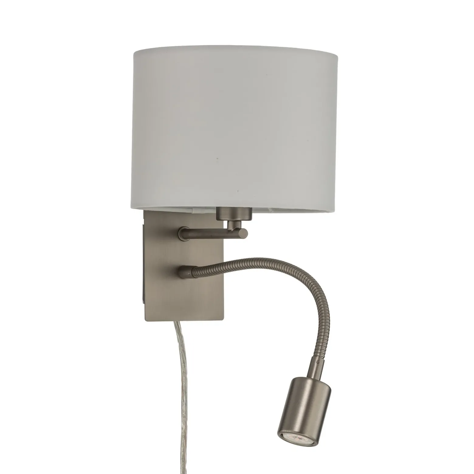 Aplique de pared Lindby Florens, níquel, lámpara de lectura LED, 23,5 cm