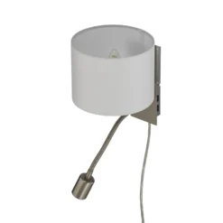 Aplique de pared Lindby Florens, níquel, lámpara de lectura LED, 23,5 cm