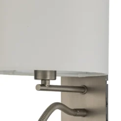 Aplique de pared Lindby Florens, níquel, lámpara de lectura LED, 23,5 cm