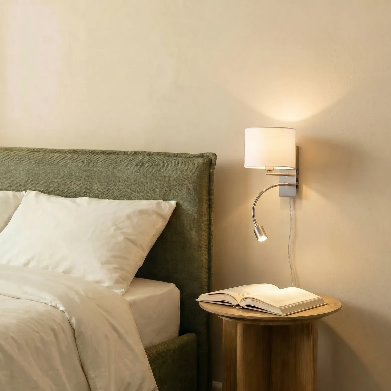 Aplique de pared Lindby Florens, níquel, lámpara de lectura LED, 23,5 cm
