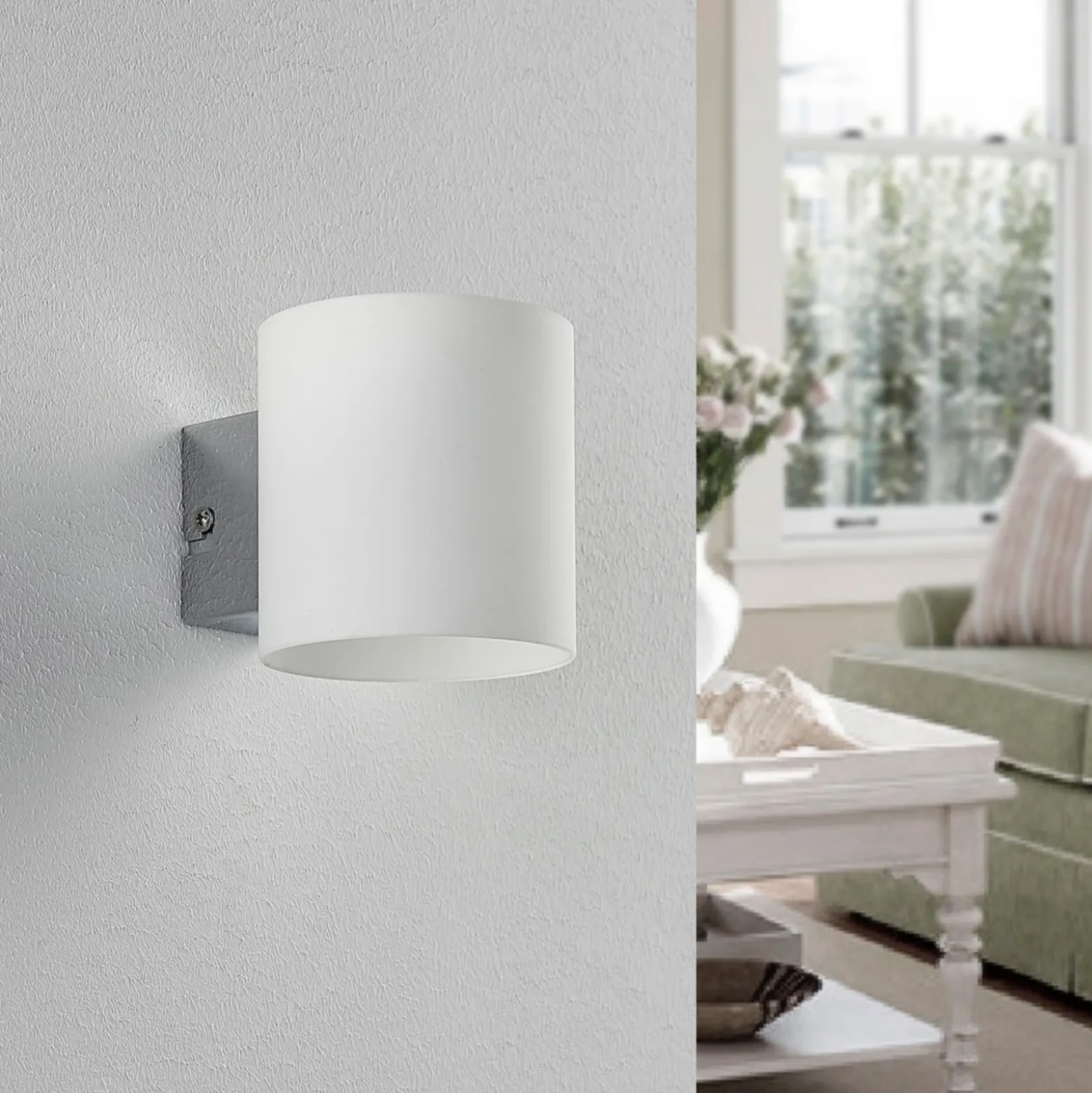 Aplique de pared Lindby Gerrit, blanco, cristal, 10 cm de altura, arriba/abajo,