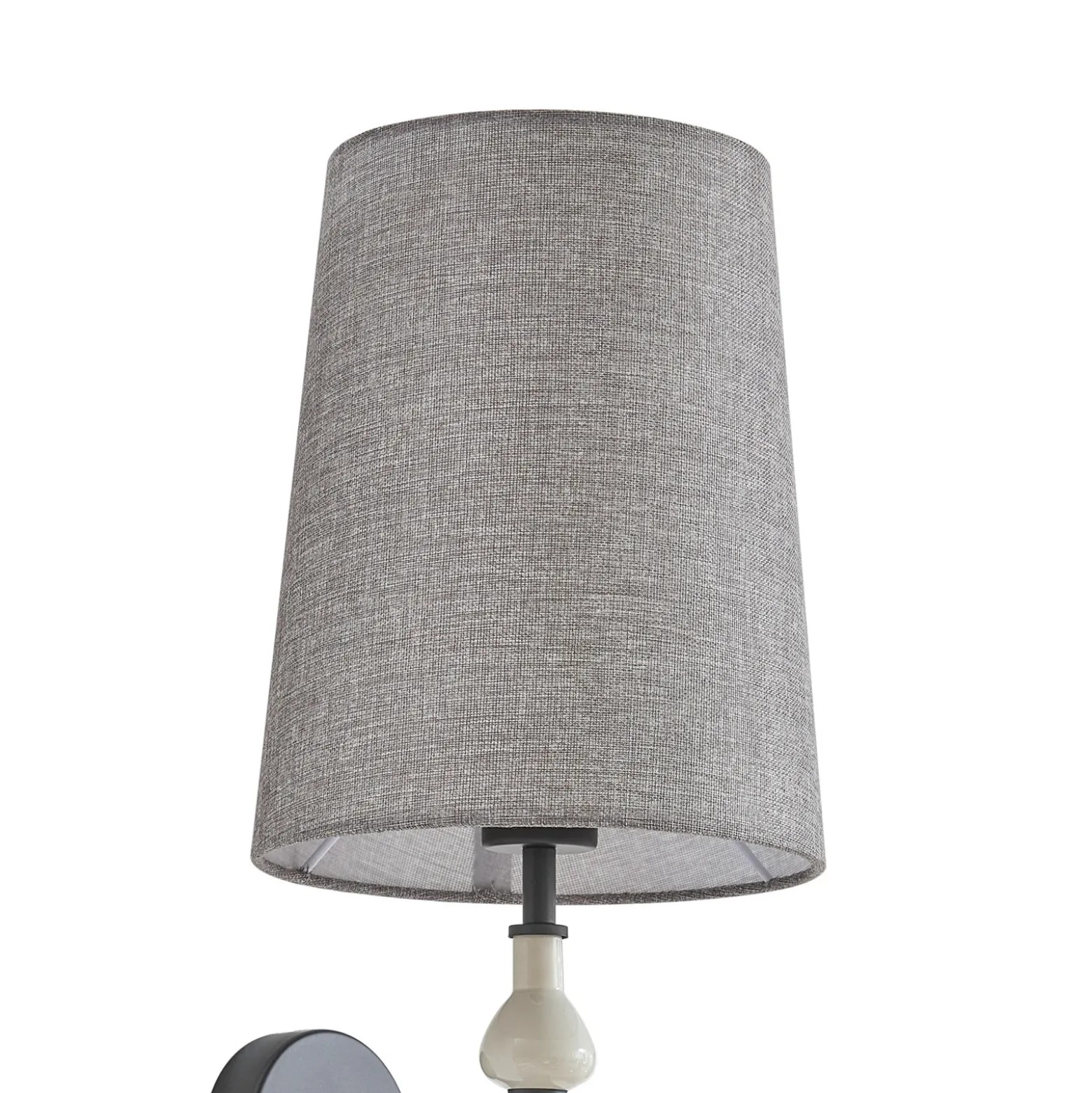 Aplique de pared Lindby Haldorin, gris/negro, textil, 58 cm