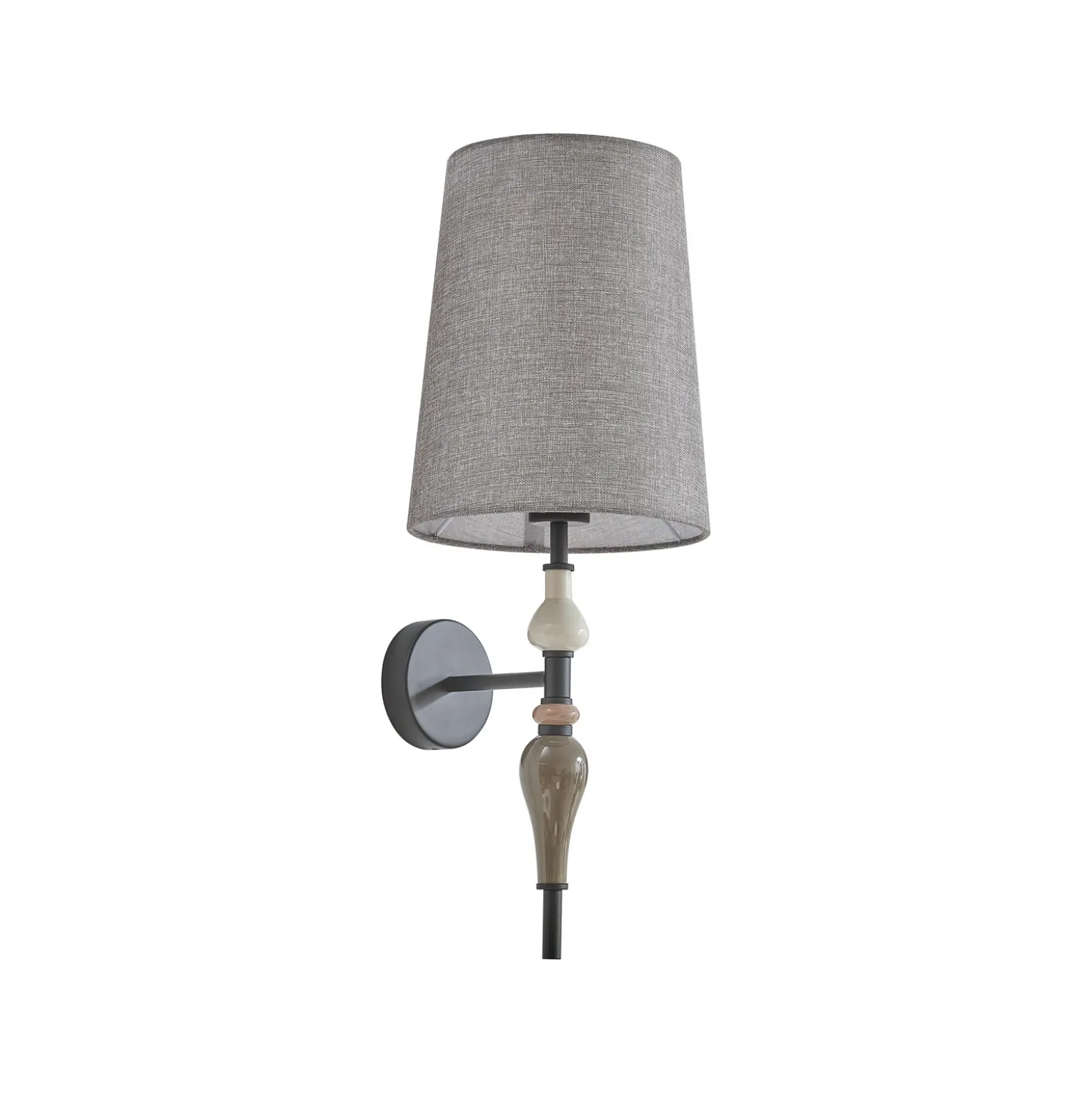 Aplique de pared Lindby Haldorin, gris/negro, textil, 58 cm