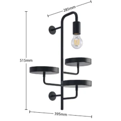 Aplique de pared Lindby Hanjo, altura 50 cm, negro, metal