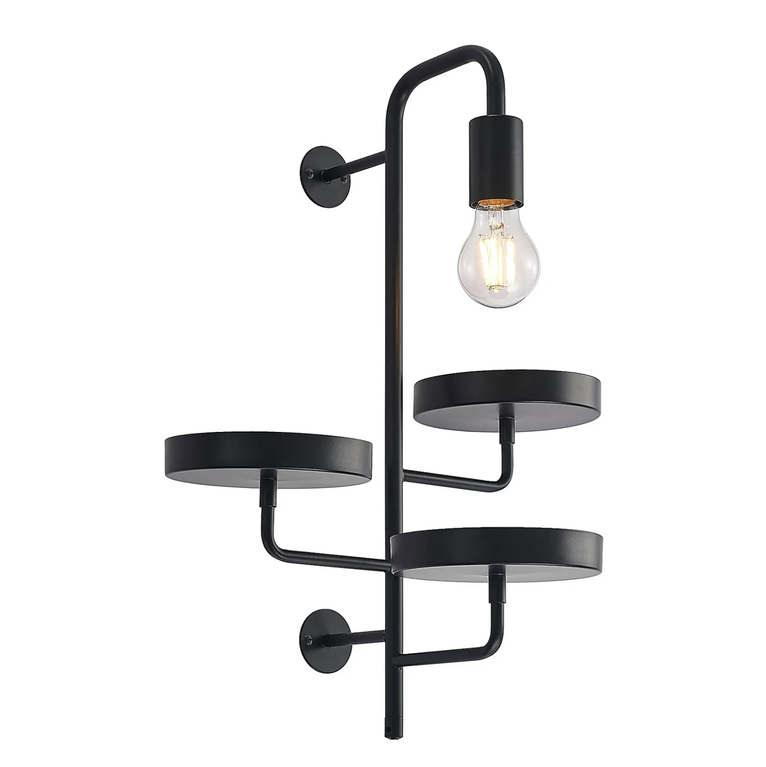 Aplique de pared Lindby Hanjo, altura 50 cm, negro, metal