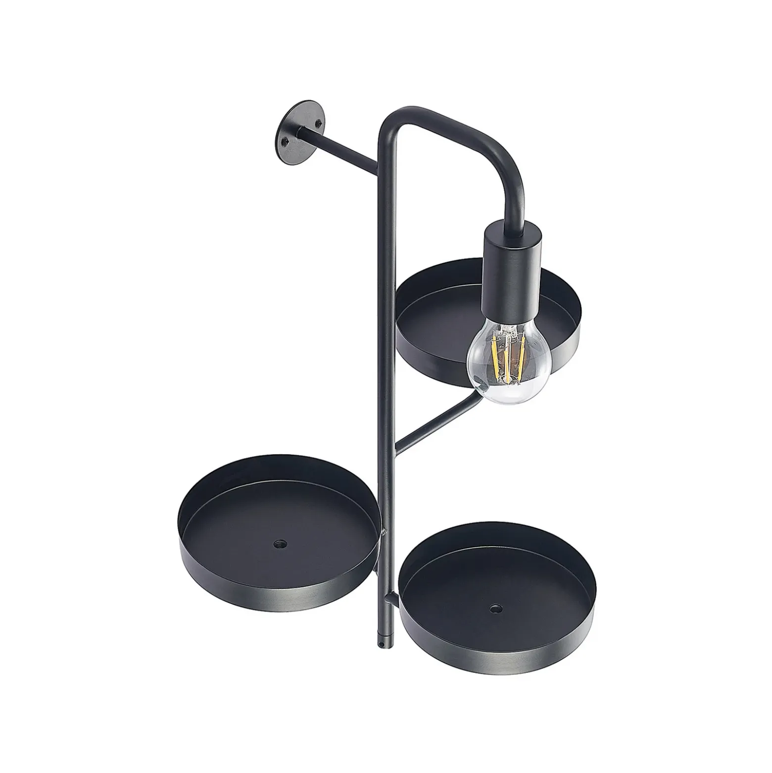 Aplique de pared Lindby Hanjo, altura 50 cm, negro, metal