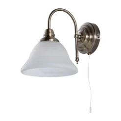 Aplique de pared Lindby Hanna, 18 m, latón envejecido, metal, cristal