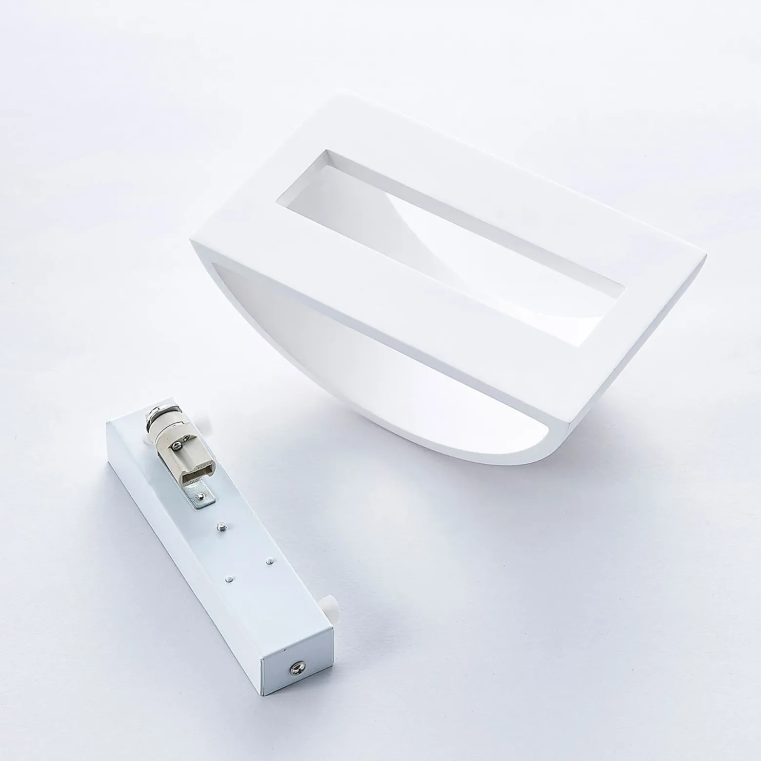 Aplique de pared Lindby Heiko, 20cm, set de 2, arriba/abajo, escayola, blanco