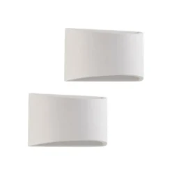 Aplique de pared Lindby Heiko, 20cm, set de 2, arriba/abajo, escayola, blanco