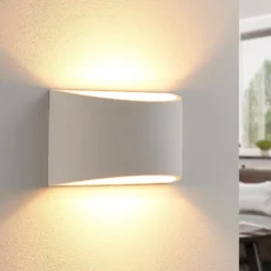 Aplique de pared Lindby Heiko, 20cm, set de 2, arriba/abajo, escayola, blanco
