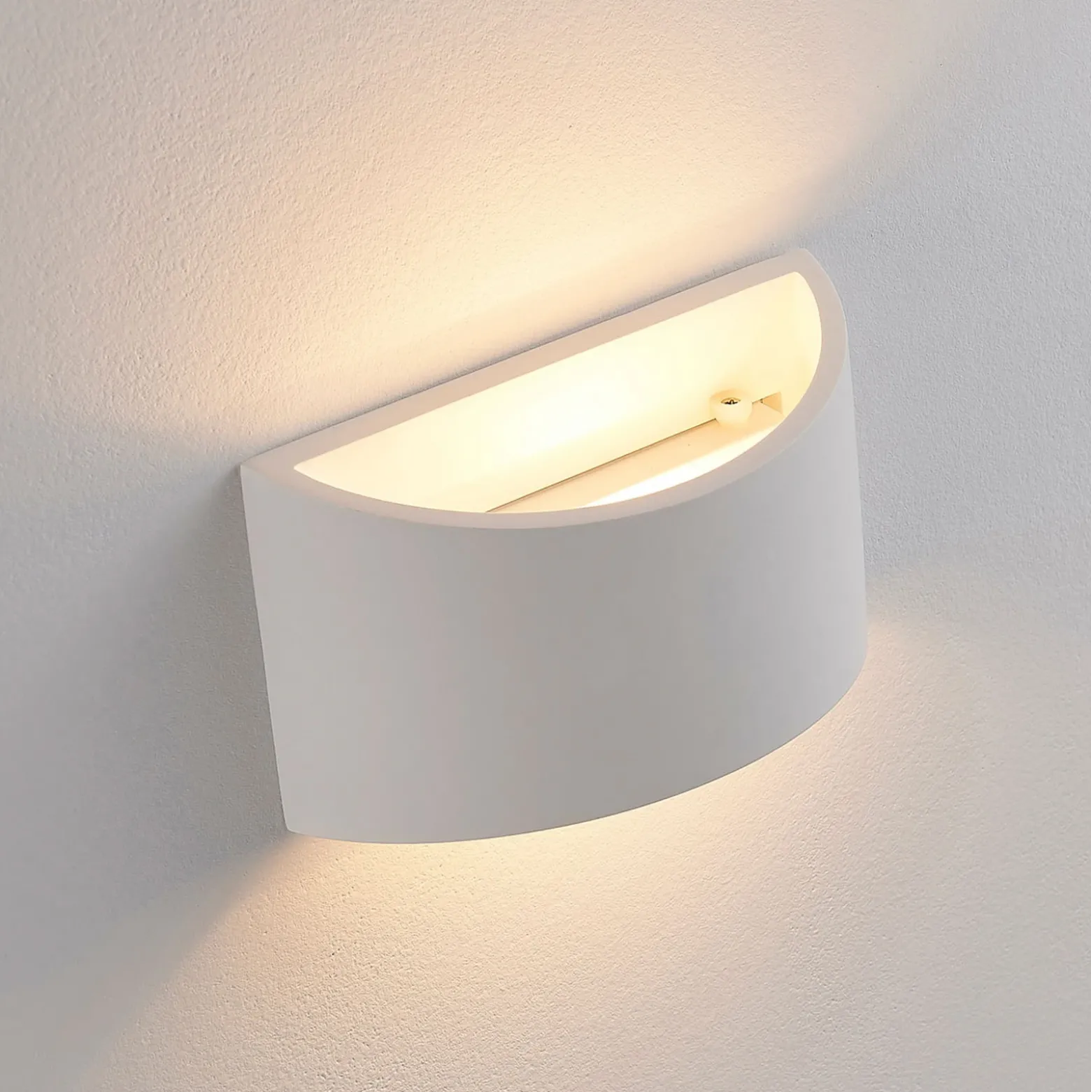 Aplique de pared Lindby Heiko, 20cm, set de 2, arriba/abajo, escayola, blanco