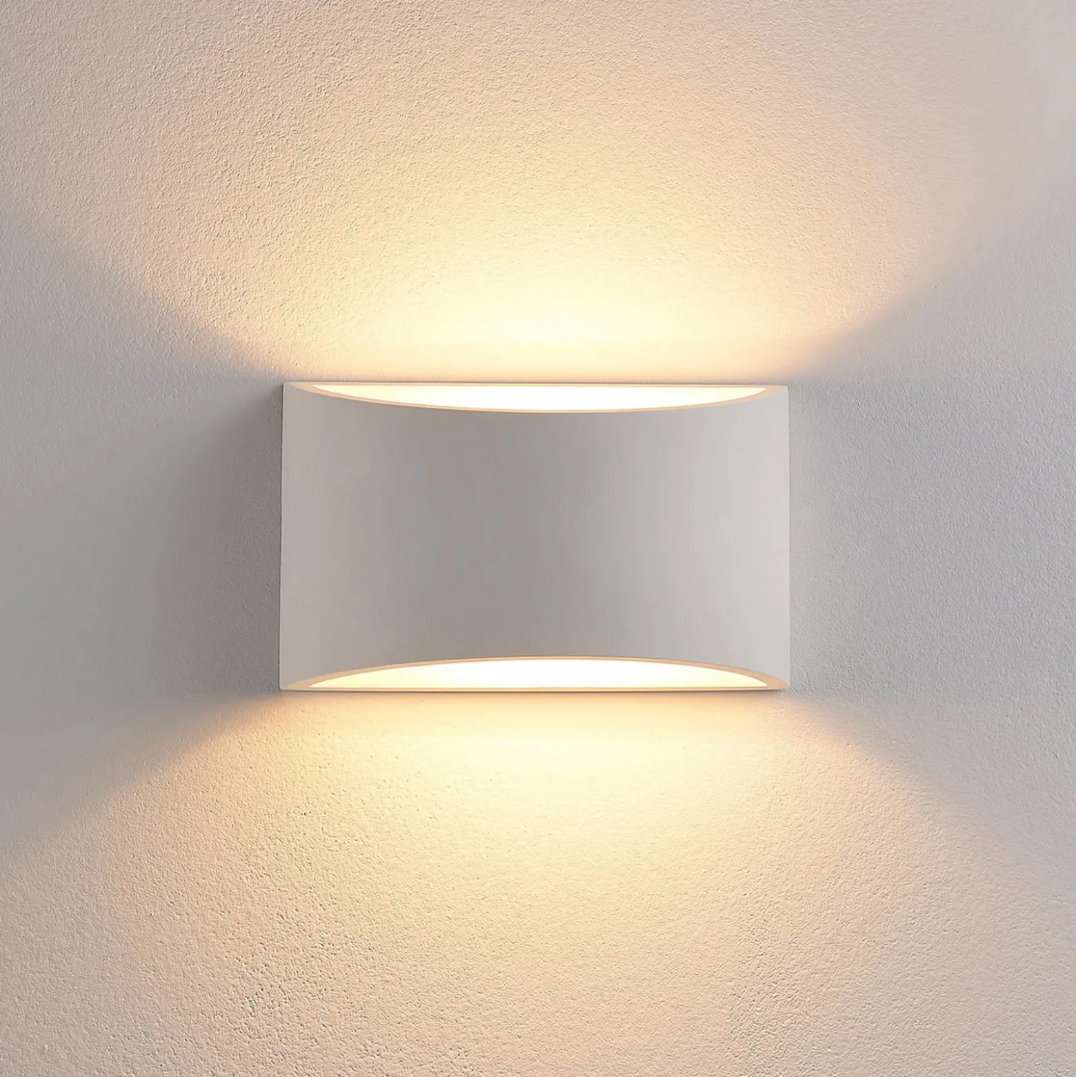 Aplique de pared Lindby Heiko, 20cm, set de 2, arriba/abajo, escayola, blanco