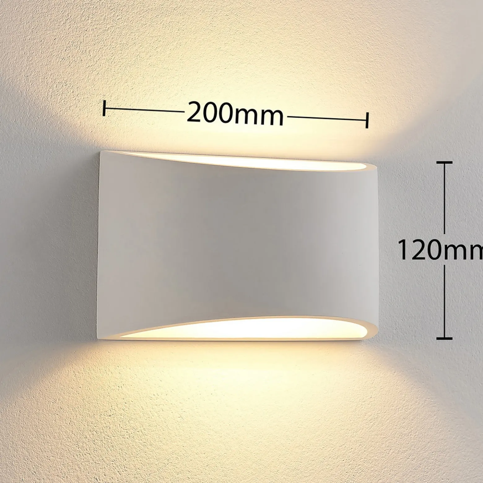 Aplique de pared Lindby Heiko, 20cm, set de 2, arriba/abajo, escayola, blanco