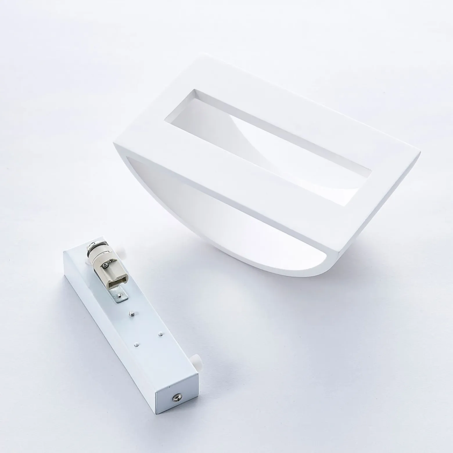 Aplique de pared Lindby Heiko, arriba/abajo, escayola, blanco, altura 12 cm