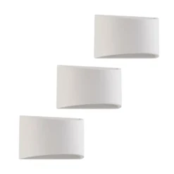 Aplique de pared Lindby Heiko, set de 3, arriba/abajo, escayola, blanco